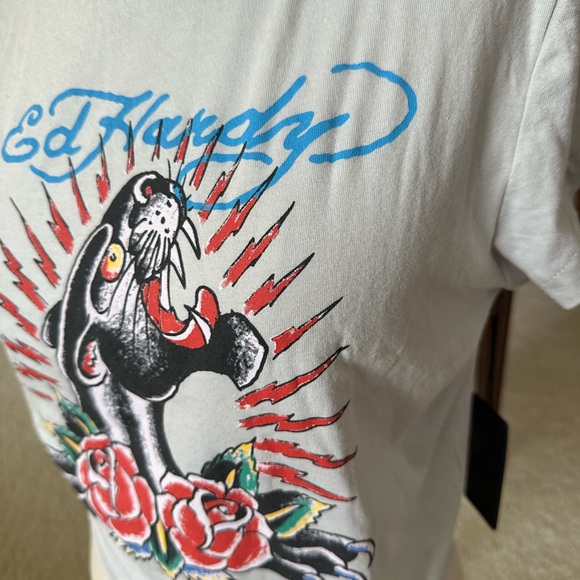 BNWT Ed Hardy Vintage 2000 Style Panther Tattoo Graphic Cropped T -Shirt. Large - Picture 3 of 9